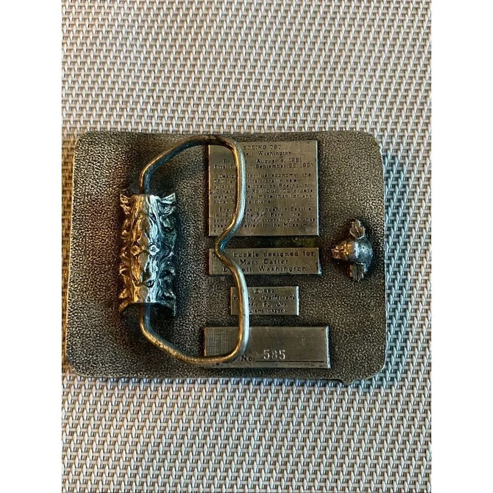BELT BUCKLE BOEING 767 Airplane Jet Vintage 1982 Siskiyou buckle made in the USA